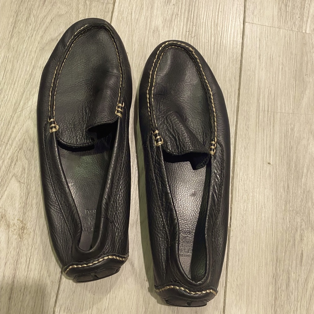 Ralph Lauren Polo Terence Men’s Driving Loafers Black Leather